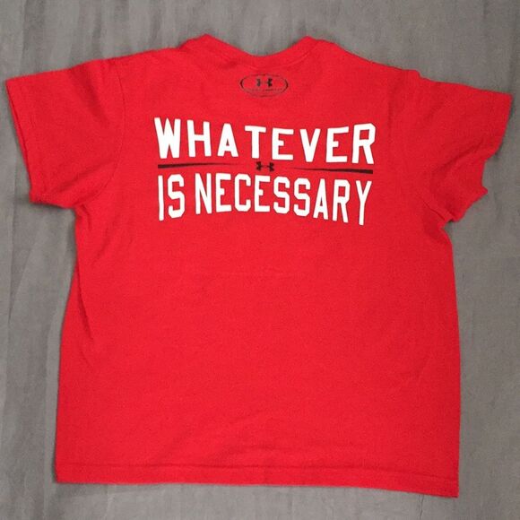 Under Armour Heat Gear T-Shirt Youth Medium Red Short Sleeve - Picture 2 of 4